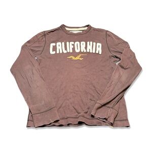 Hollister Men's Brown Long Sleeve Tee with California Print